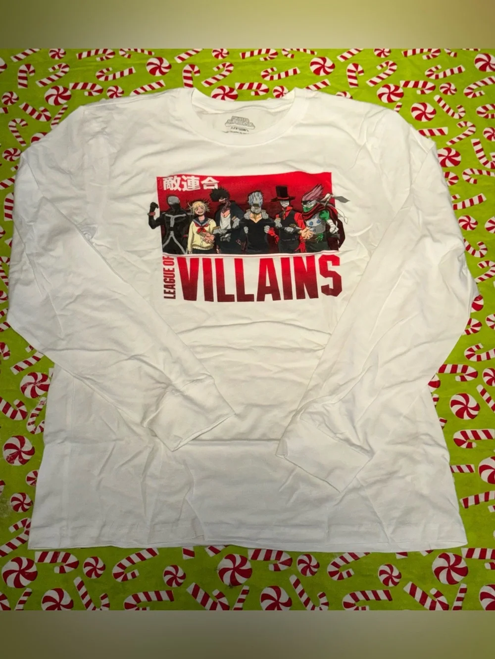 BIOWORLD My Hero Academia League of Villains Long Sleeve Shirt White L Unisex